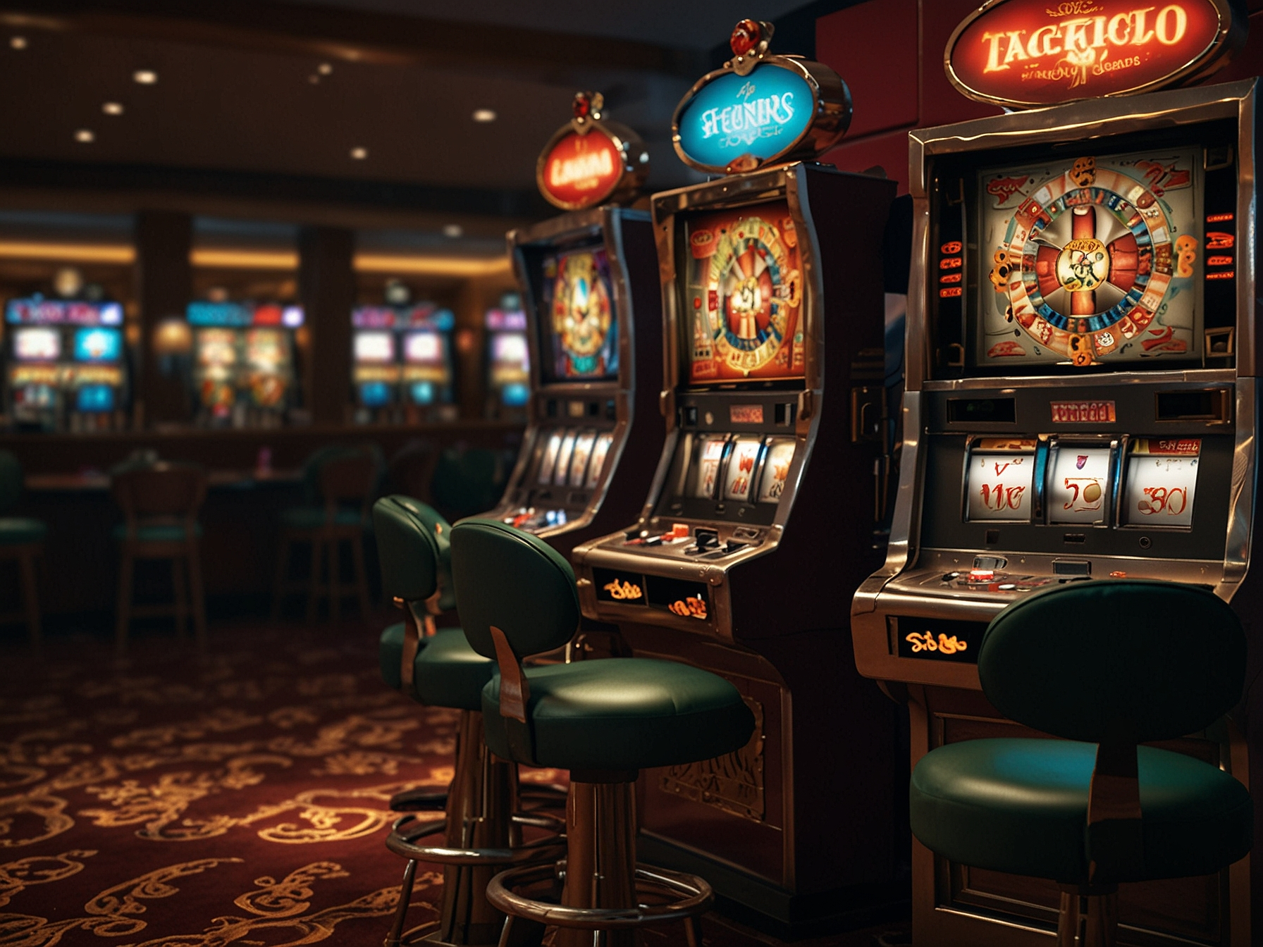 Assortment of casino games with cards and slot reels