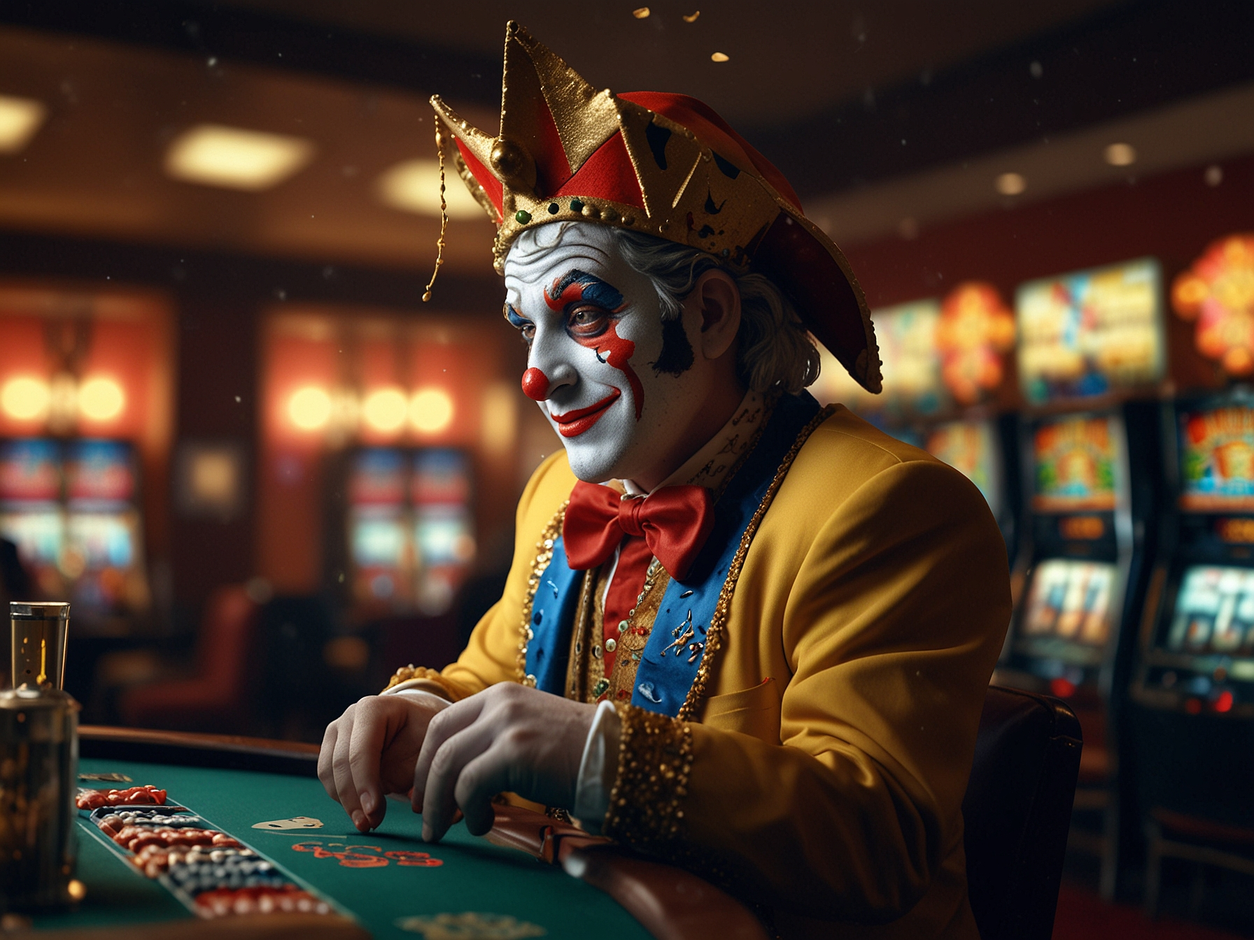 Jokersino mascot with maple leaf and slot machine